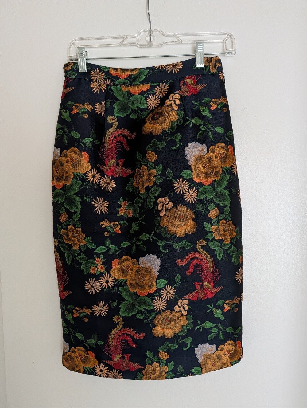 Anthropology Isla Maude Floral Birds Jacquard Pencil Skirt XS